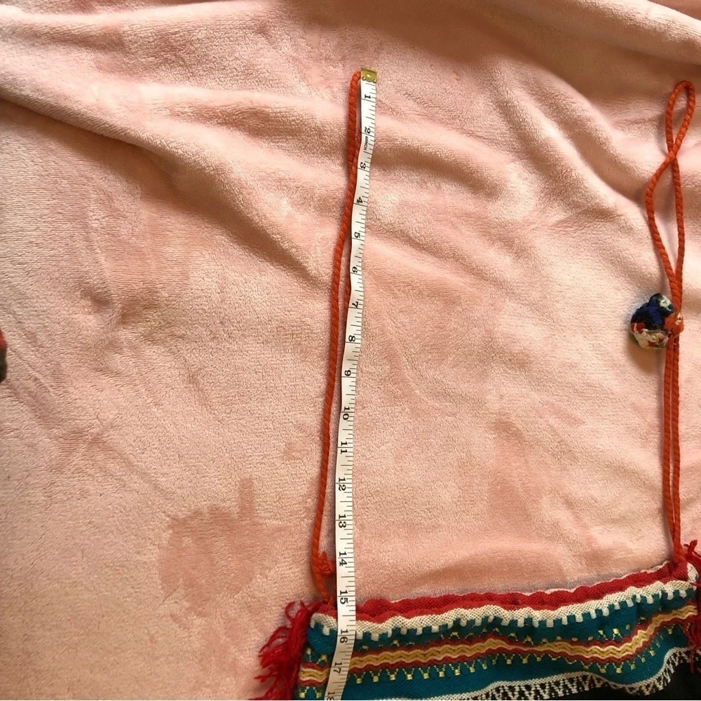 Vintage Handmade Boho Bag. Embroidered Birds. Red‎ Fringe. Groovy